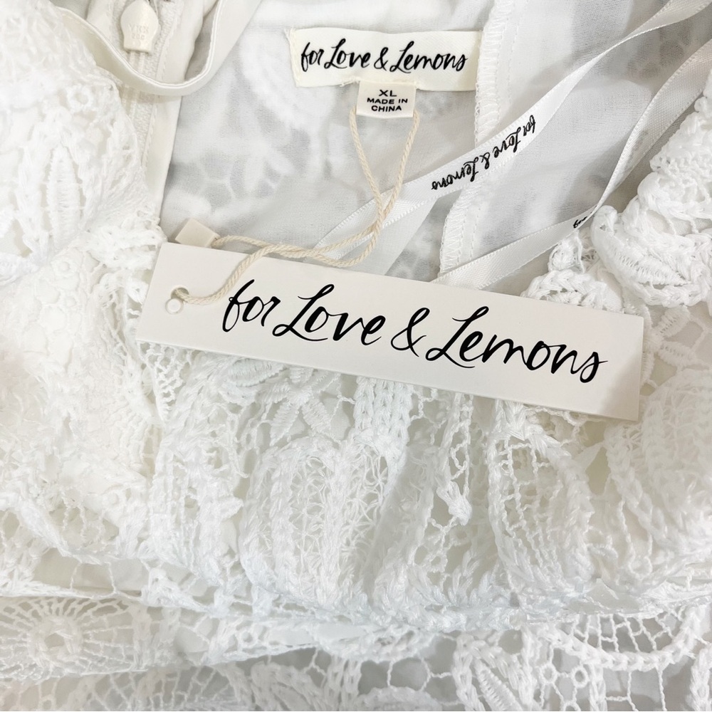 For Love And Lemons Harriet Lace Mini Dress NWT Crisp White - Picture 4 of 9
